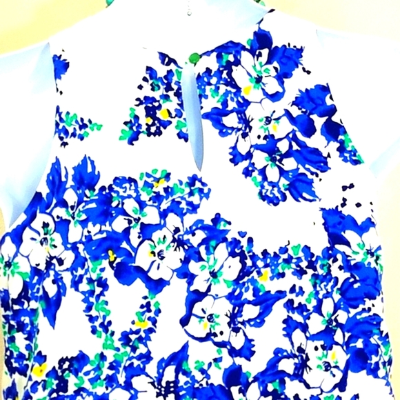 Willa Sundress swing floral print fully lined white blue yellow size M - Picture 5 of 8